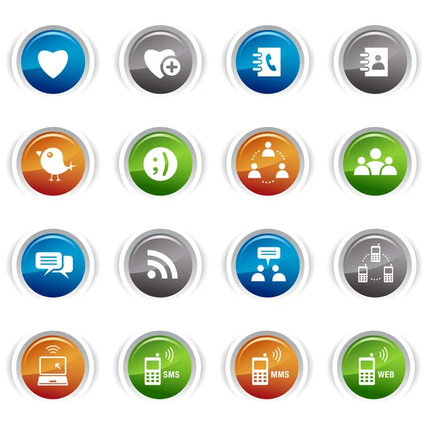 Parlak düğmeler - Sosyal Medya Icons 01 — Stok Vektör