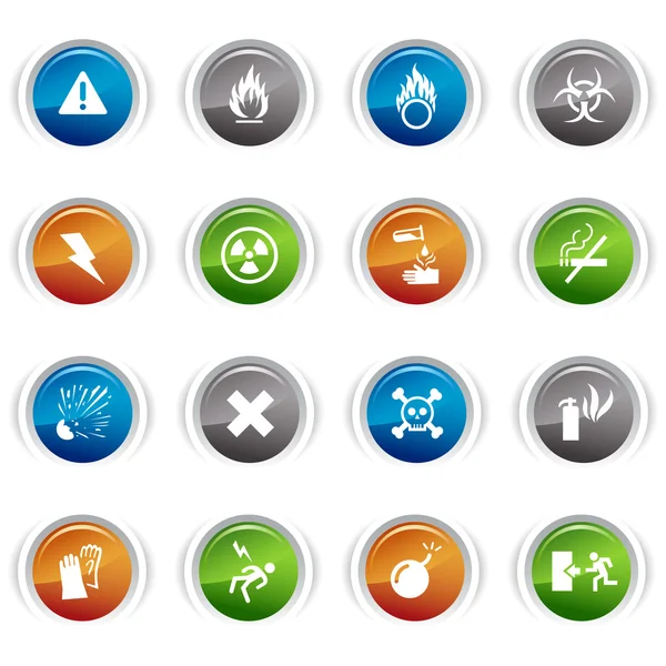 Glossy buttons - warning icons 01 — Stock Vector