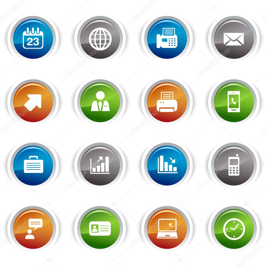 Glossy buttons - Office and Business icons