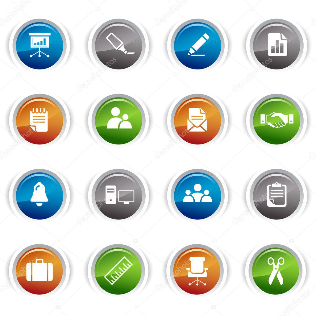Glossy buttons - Office and Business icons