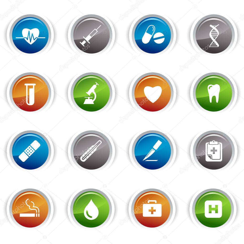 Glossy buttons - medical icons 01