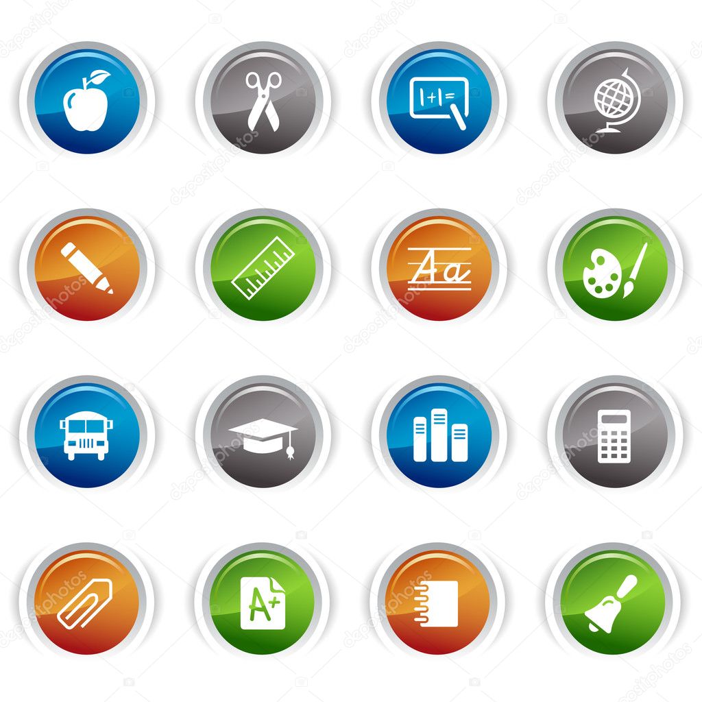 Glossy Buttons - School Icons 01