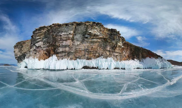 stock image Isolated rock and the frozen sea.