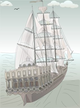 Old ship sketch vector clipart