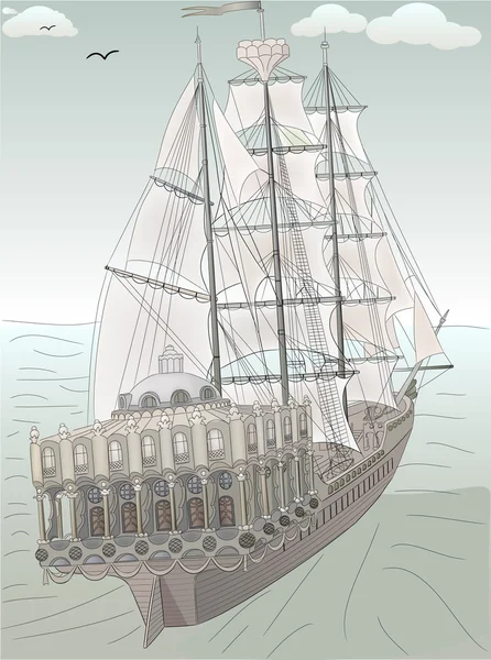 stock vector Old ship sketch vector