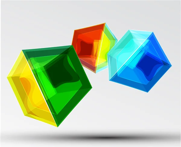 벡터 반짝 투명 유리 큐브 배경 — 스톡 벡터
