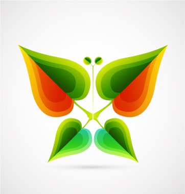 Vector abstract leaf butterfly. Nature concept clipart