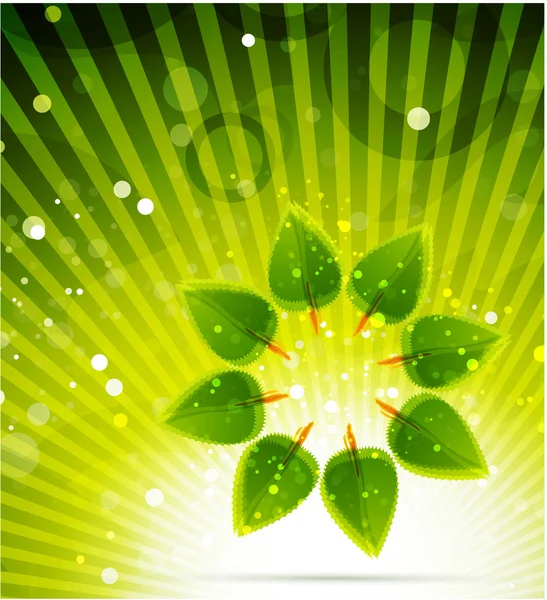 Fond brillant et feuilles — Image vectorielle