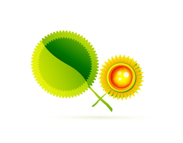 Sonne mit Blättern. Naturkonzept — Stockvektor