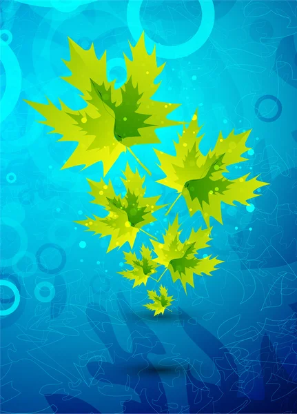 Жовте листя на синьому фоні — стоковий вектор
