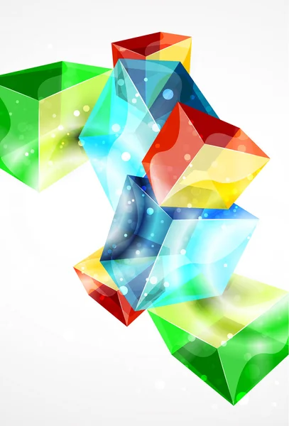 抽象のガラス キューブのベクトルの背景 — ストックベクタ