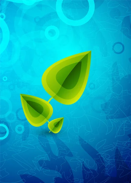 Πράσινο διάνυσμα φύλλα σε μπλε φόντο — Διανυσματικό Αρχείο