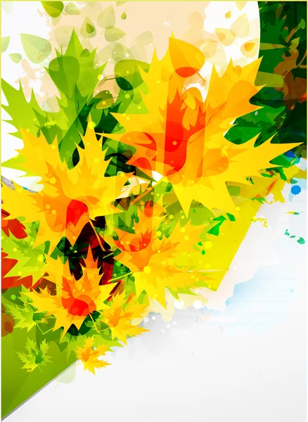 Latar belakang vektor musim gugur abstrak dengan daun - Stok Vektor