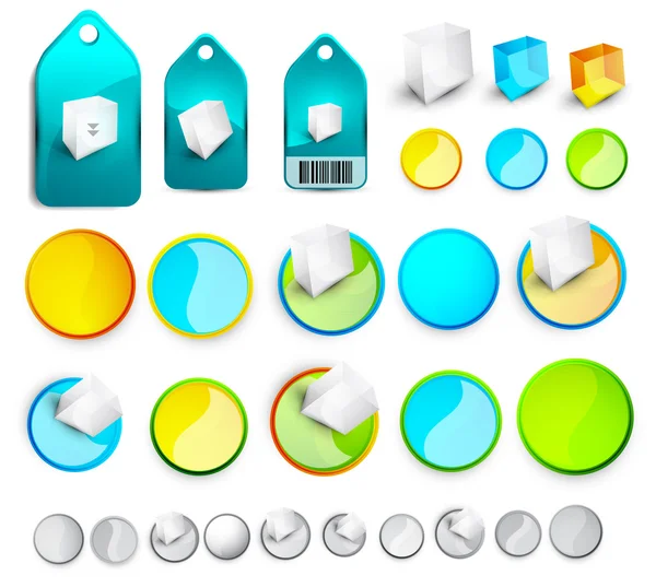 Vector abstract glossy buttons and tags — Stock Vector