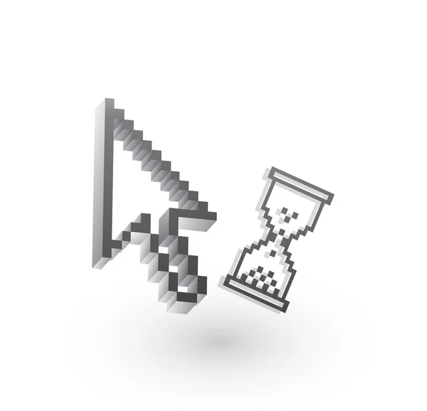 Grey pixel wait cursor — Stock Vector