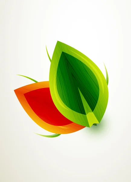 Vecteur vert brillant et feuilles d'automne — Image vectorielle