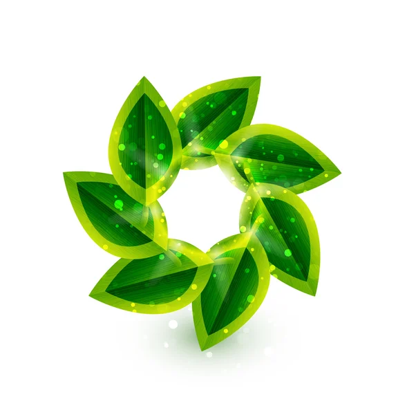 Векторно-зеленые листья в круге — стоковый вектор