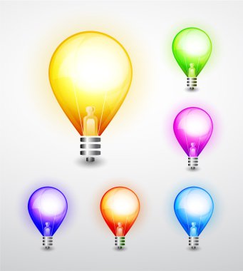 Colored vector light bulbs clipart