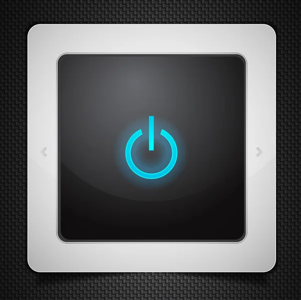 Tablet ordenador con icono de potencia aislado en negro — Archivo Imágenes Vectoriales