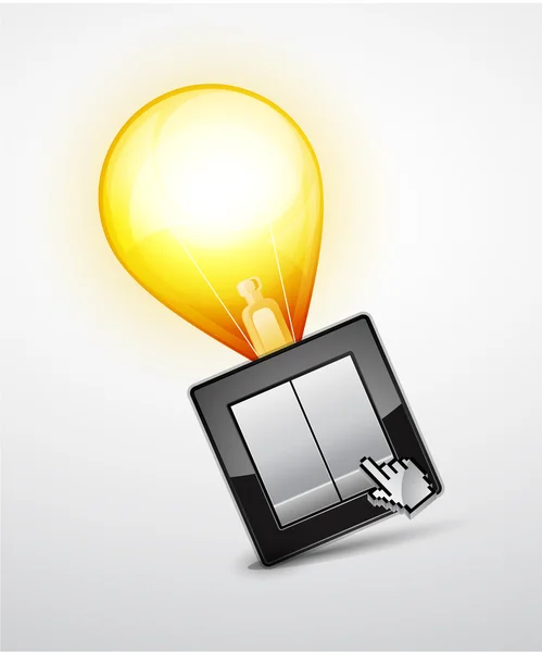 Interrupteur vectoriel brillant avec ampoule — Image vectorielle