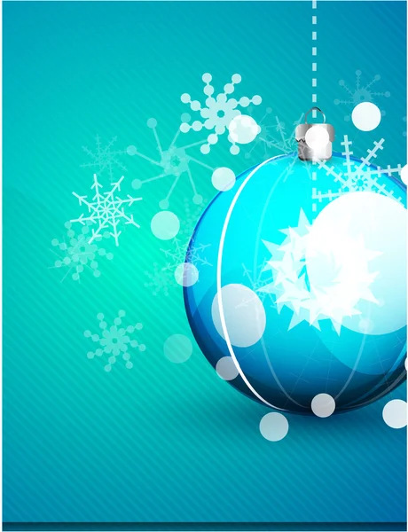 クリスマス ボールの光沢のある青いベクトルの背景 — ストックベクタ