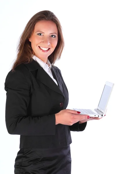 Η γυναίκα των επιχειρήσεων με το φορητό υπολογιστή — Φωτογραφία Αρχείου