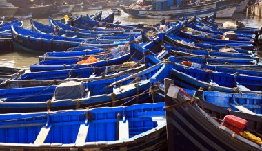 essaouira, Fas mavi balıkçı tekneleri