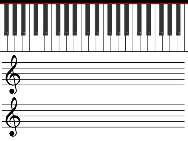 Treble clefs and piano — Stock Photo, Image