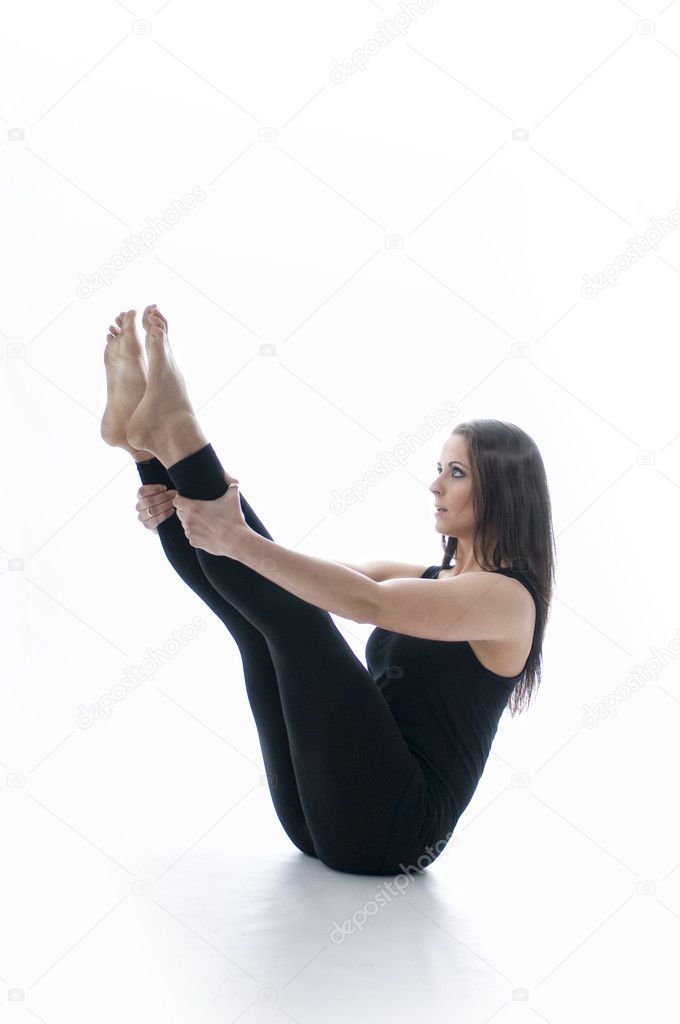 Female practicing yoga