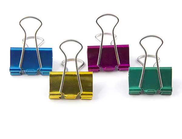 Four colored paper clips — Stock Photo, Image
