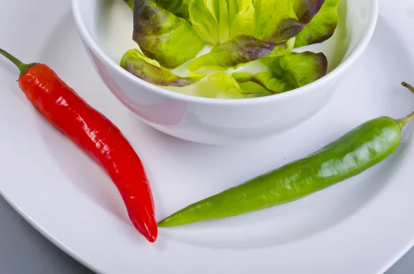 Salad in yoghurt dressing and paprika — Stock Photo, Image