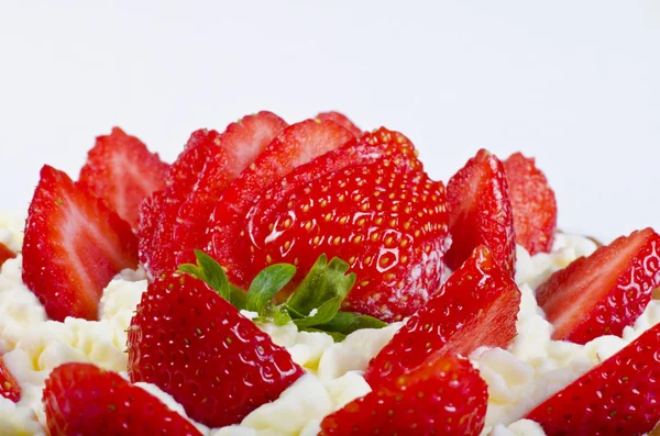 Strawberry pie and with cream — Stock Photo, Image