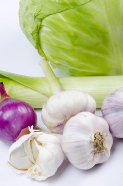 Garlic, cabbage, leek clipart