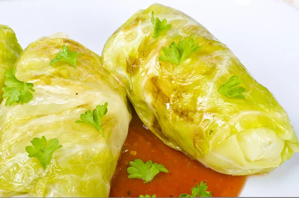 Golombki - Polish stuffed cabbage leaves. — Stock Photo, Image