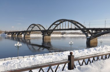 The bridge over the Volga. clipart