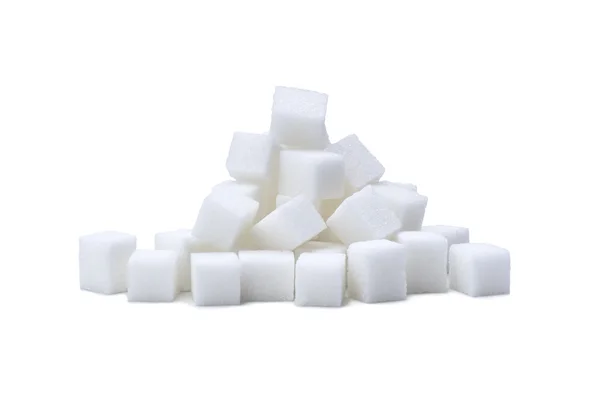 Random pile of sugar cubes on white — Stock Photo, Image