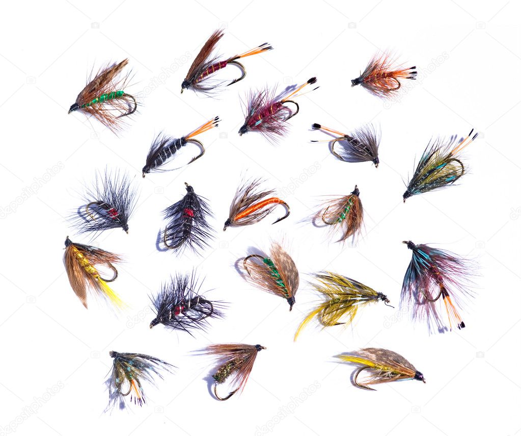 Assorted fishing flies