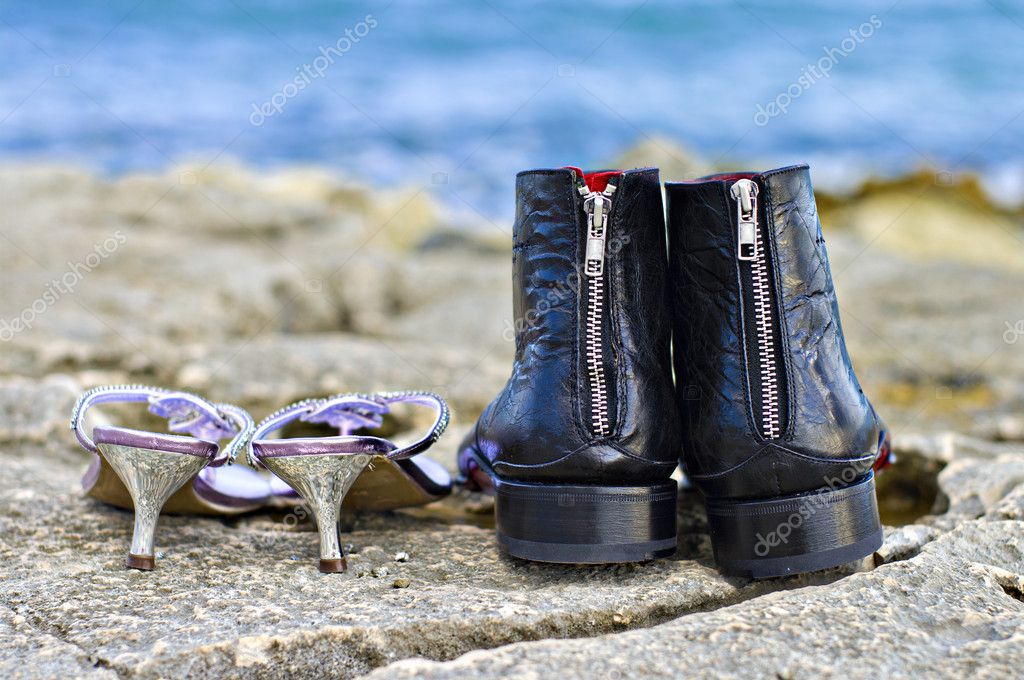 His and hers wedding shoes — Stock Photo © meirion 5496142