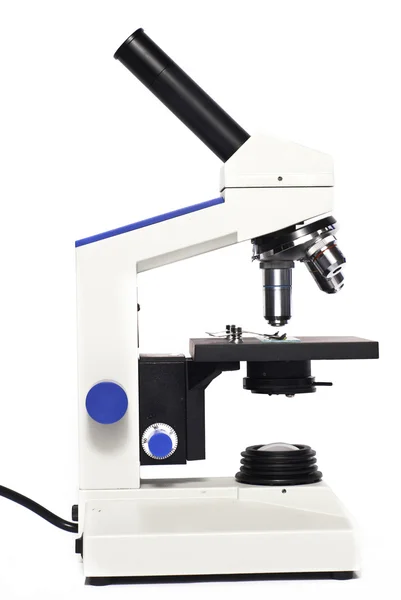 Hvitt mikroskop – stockfoto