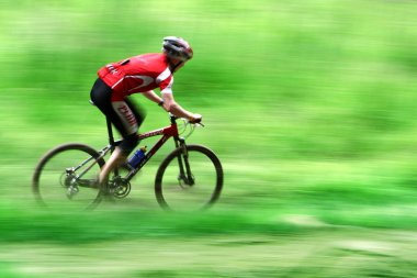 Bike race in a forest in denmark clipart