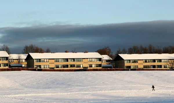 Edifícios em neve — Fotografia de Stock