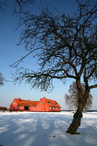 Danimarkalı Doğu sahilindeki eski çiftlik — Stok fotoğraf