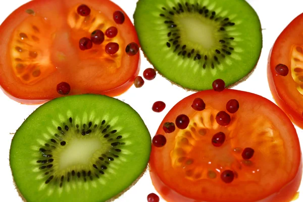 Rajčata a kiwi — Stock fotografie