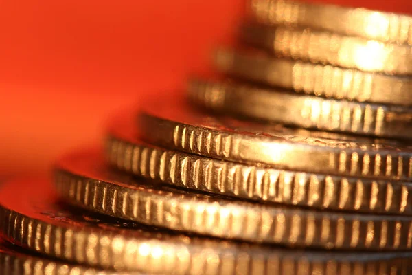 Hromady peněz mincí closeup — Stock fotografie