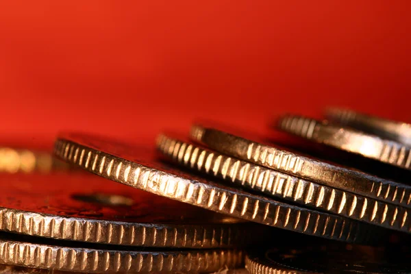Hromady peněz mincí closeup — Stock fotografie