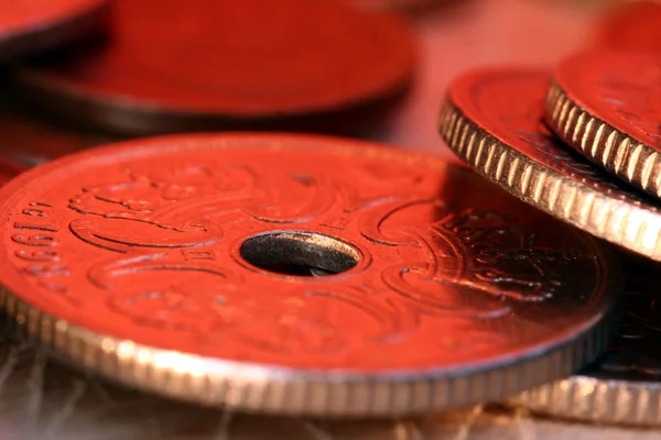 Pilhas de moedas de dinheiro close-up — Fotografia de Stock