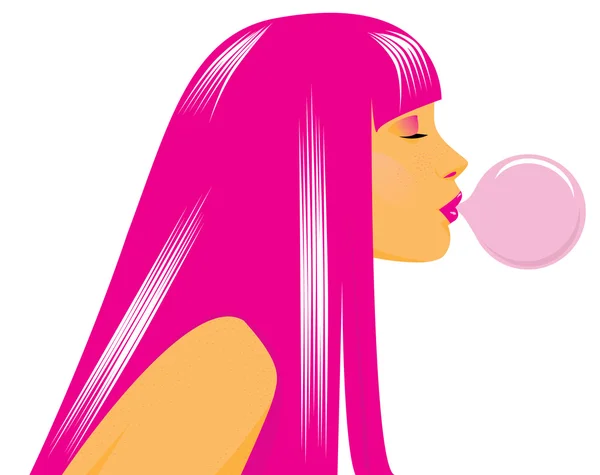 La chica con el pelo rosa — Archivo Imágenes Vectoriales