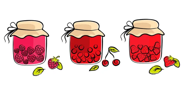 Jam jars collection — Stock Vector