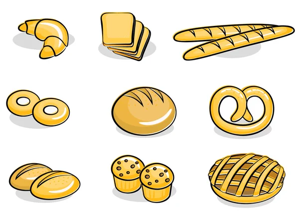 Ensemble d'icônes boulangerie — Image vectorielle