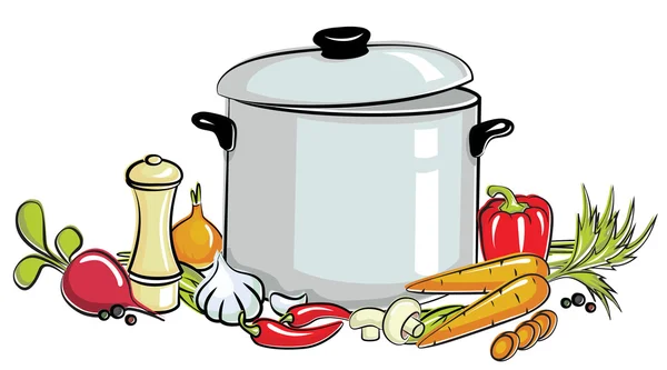 stock vector Pot of soup